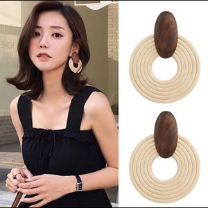 Wooden vintage boho inspired earrings